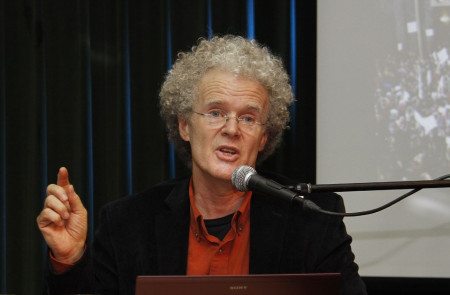 <p>Erik Olin Wright en una conferencia organizada por la Fundación Rosa Luxemburgo en 2011</p>