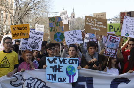 <p>Manifestantes en la huelga del clima, celebrada el 15 de marzo, en Madrid.</p>