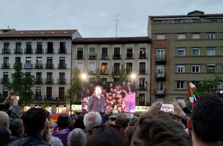 <p>Mitin celebrado por Podemos en Madrid con motivo del <em>regreso</em> de Pablo Iglesias, el 23 de marzo de 2019.</p>