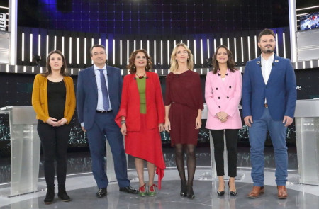 <p>Debate a seis con los representantes de Unidas Podemos, PNV, PSOE, PP, C´s y ERC en TVE, del 16 de abril.</p>