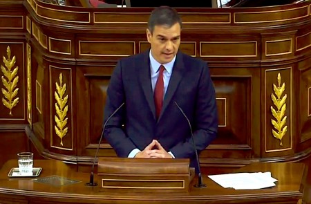 <p>Pedro Sánchez, durante su discurso en el debate de investidura.</p>
