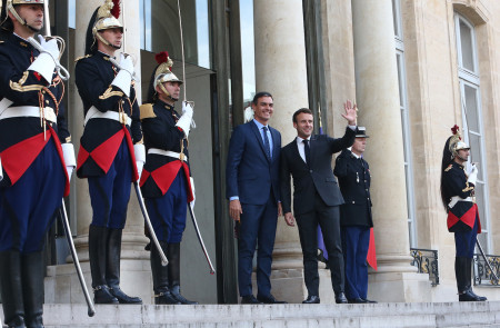 <p>Pedro Sánchez y Emmanuel Macron, en la visita del presidente español al Palacio del Elíseo a finales de mayo.</p>