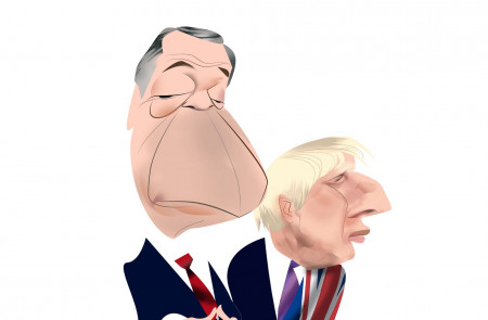 <p>Nigel Farage y Boris Johnson</p>