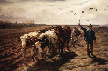<p>'Bueyes arando' (1868), Johann Rudolf Koller.</p>