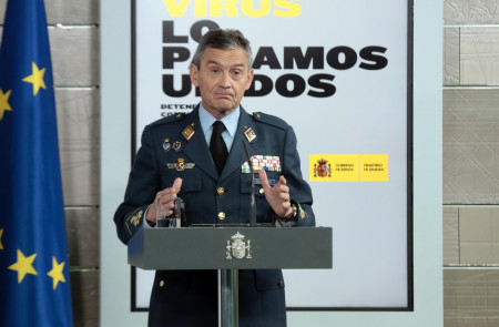 <p>El Jefe del Estado Mayor de Defensa, Miguel Ángel Villarroya, comparece para actualizar la situación respecto al Covid-19</p>
