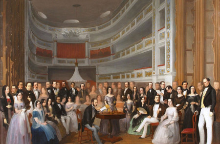 <p><em>Ventura de la Vega leyendo una obra en el Teatro del Príncipe</em> (1846).</p>