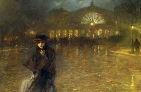 <p>Una mujer en una calle de París. Lionello Balestrieri </p>