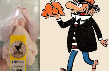 <p>Montaje: pollo de supermercado y Carpanta.</p>