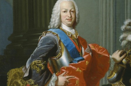 <p>Detalle del retrato del rey Fernando VI, copia de un original de Louis-Michel van Loo.</p>