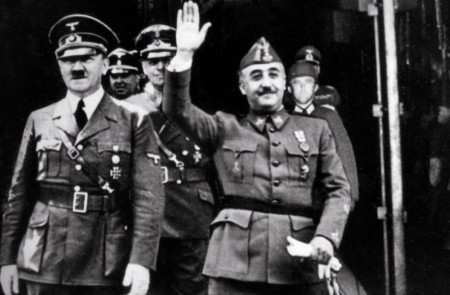 <p>Reunión de Hitler y Franco en Hendaya (1940).</p>