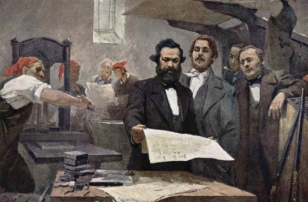 <p>Marx y Engels en la imprenta de la Nueva Gaceta Renana, órgano en 1848 y 1849 de la Liga de los Comunistas.</p>