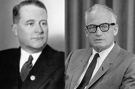 <p>A la izquierda, el filósofo político y jurista nazi Carl Schmitt, y a la derecha, Barry Goldwater, candidato a la Casa Blanca en 1964.</p>