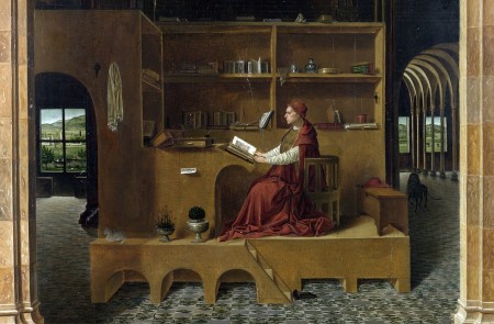 <p>San Jerónimo en su gabinete, de Antonello da Messina (1474-1475).</p>