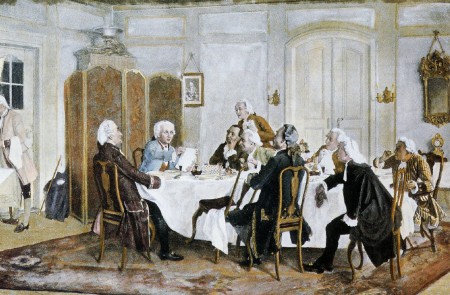<p>Kant y sus compañeros a la mesa. Emil Doerstling (1900).</p>
