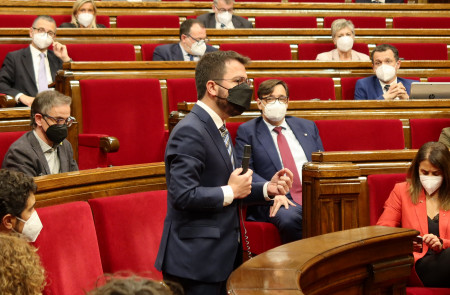 <p>Pere Aragonès, en la sesión del Parlament donde se escogieron los ocho senadores para representar a la Generalitat.</p>