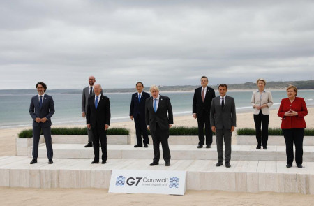 <p>Los lideres del G7, durante la cumbre en Cornualles (Reino Unido).</p>