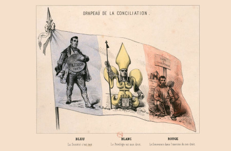 <p><em>Drapeau de la conciliation</em>, litografía de Charles Devrits (1848).</p>