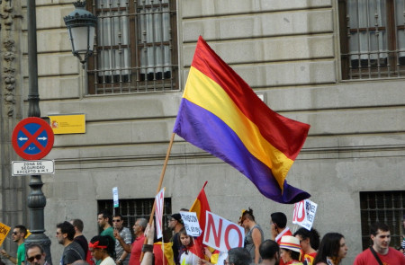 <p>Manifestación a favor de un referéndum sobre la monarquía en 2014 en Madrid.</p>