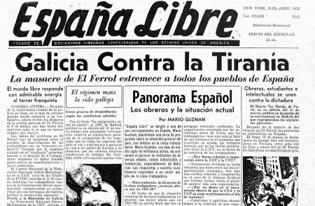 <p>Portada de 'España libre', un medio del exilio español, que se hace eco de la masacre de Ferrol en marzo de 1972.</p>
