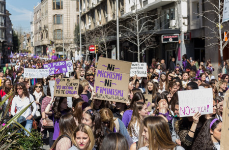 <p>Manifestación por el 8M en 2019 en la localidad de Sabadell. </p>