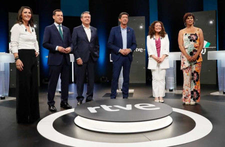 <p>Los candidatos y candidatas a las elecciones andaluzas, en el debate electoral del pasado 6 de junio.</p>