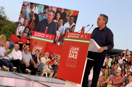 <p>Juan Espadas, durante un acto de campaña el 17 de junio.</p>