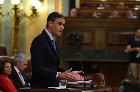 <p>El presidente del Gobierno, Pedro Sánchez, durante su intervención inicial en el debate sobre el estado de la nación.</p>