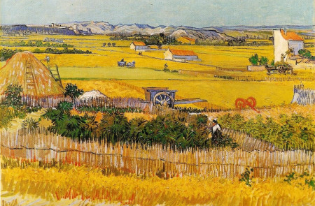 <p>La cosecha. Óleo sobre lienzo. Vincent van Gogh (1888).</p>