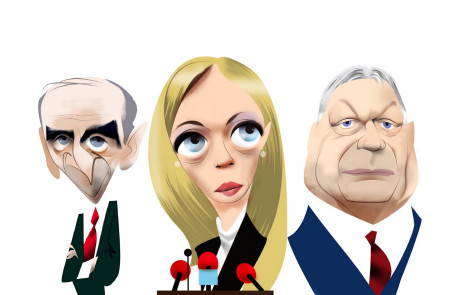 <p>Éric Zemmour, Giorgia Meloni y Viktor Orbán, líderes europeos de extrema derecha. </p>