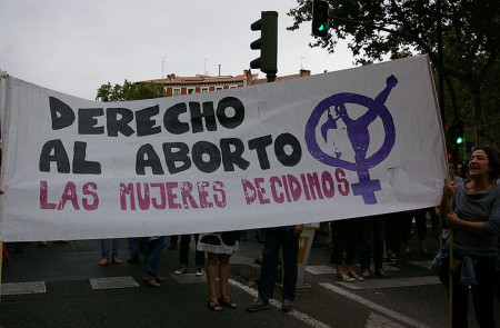 <p>Manifestación en defensa del derecho al aborto y en contra de la reforma del código penal en Madrid, febrero de 2014.</p>