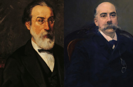 <p>Retratos de Francisco Pi i Margall (Rosales, hacia 1870) y Emilio Castelar (Sorolla, 1901).</p>