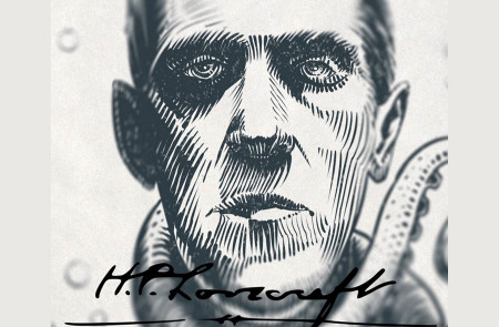 <p>Retrato a tinta del escritor estadounidense H.P. Lovecraft. </p>