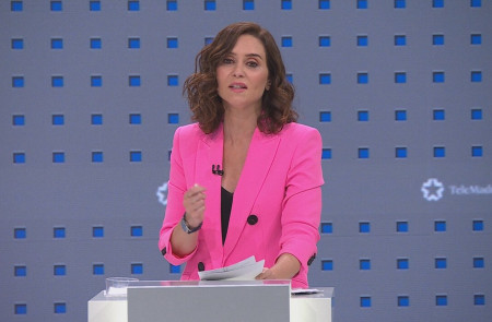 <p>Isabel Díaz Ayuso, durante el debate electoral del 16 de mayo.<strong> / Telemadrid</strong></p>