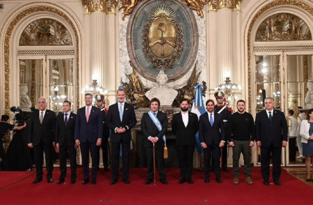 <p>Los jefes de Estado de Armenia, Ecuador, Paraguay, España, Chile, Uruguay, Ucrania y Hungría acompañaron a Milei en su toma de posesión. / <strong>Casa Rosada</strong></p>