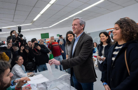 <p>Alfonso Rueda, candidato del PP y vencedor de las elecciones en Galicia, durante la jornada electoral del 18 de febrero. / <strong>PP </strong></p>
