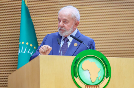 <p>El presidente de Brasil, Lula da Silva, en la apertura de la Cumbre de la Unión Africana. /<strong> Ricardo Stuckert / PR</strong></p>