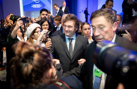 <p>Javier Milei en el foro de Davos, Suiza, el pasado 17 de enero. / <strong>Benedikt von Loebell</strong></p>