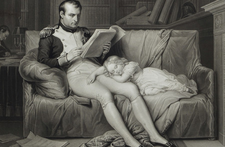 <p><em>Napoleón y su hijo.</em> (Alexandre Vincent Sixdeniers, hacia 1815).</p>