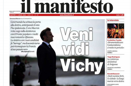 <p>Portada del dos de julio del periódico italiano <em>Il Manifesto.</em></p>