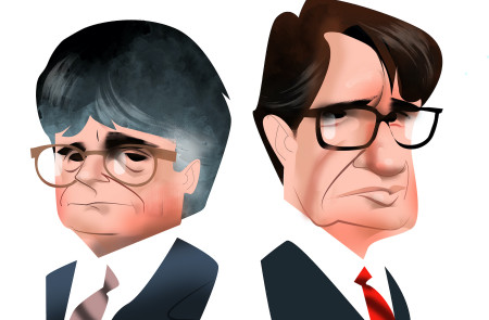 <p>Carles Puigdemont y Salvador Illa. / <strong>Luis Grañena</strong></p>