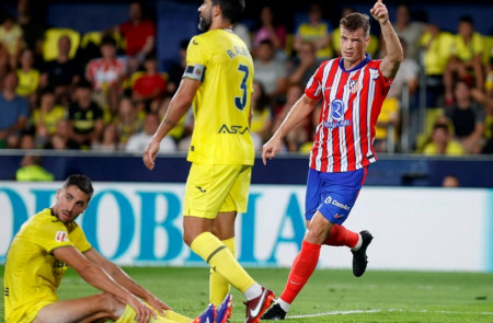 <p>Sorloth celebra su primer gol en el partido ante el Villareal. / <strong>Club Atlético de Madrid</strong></p>