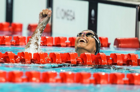 <p>Teresa Perales celebra su vigesimoctava medalla en los Juegos Paralímpicos. / <strong>Comité Paralímpico Español</strong></p>