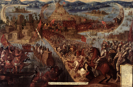 <p><em>Conquista de México por Cortés</em>. Óleo del siglo XVII. Autor desconocido. / <strong>Wikimedia Commons</strong></p>