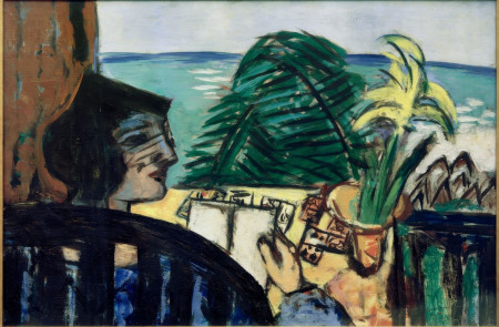 <p>Mujer leyendo junto al mar (1939), de Max Beckmann.</p>