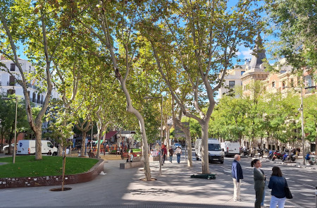 <p>La plaza de Santa Bárbara, en Madrid. / <strong>R.A.</strong></p>