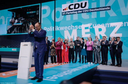 <p>Friedrich Merz, en un acto electoral de la CDU del pasado 3 de febrero. / <strong>Christlich Demokratische Union Deutschlands</strong></p>