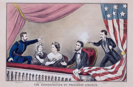 <p>Litografía que representa el asesinato del presidente Lincoln en el teatro Ford en 1865. / <strong>Currier and Ives (Dominio público)</strong></p>