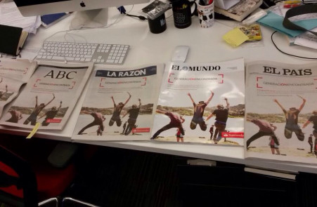 Portadas de los diarios nacionales con publicidad del Banco Santander, el 28 de enero.