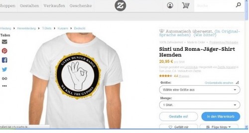 <p>Captura de pantalla del anuncio de la camiseta en la web de Zazzle. </p>