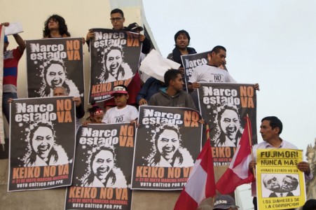 <p>Manifestación contra Keiko Fujimori el martes 31 de mayo en Lima.</p>